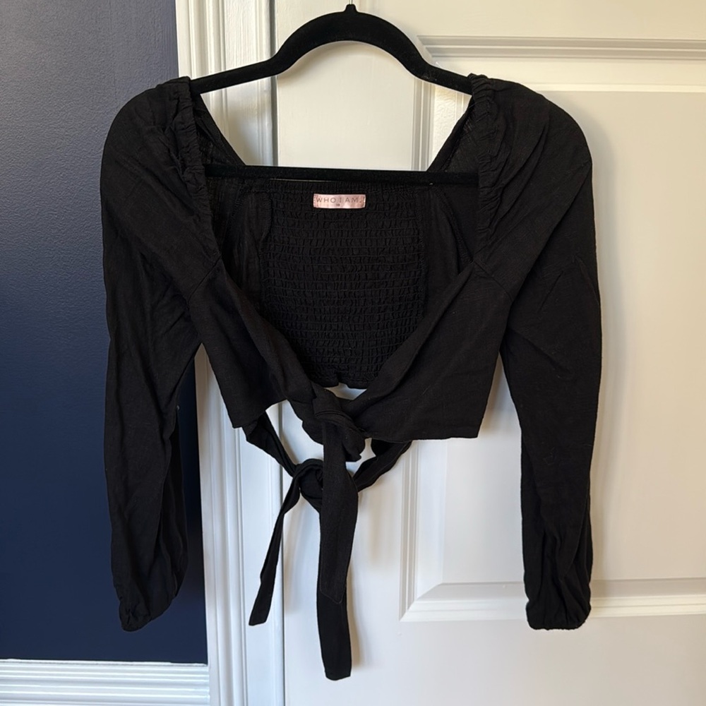 Who I Am black tie crop top